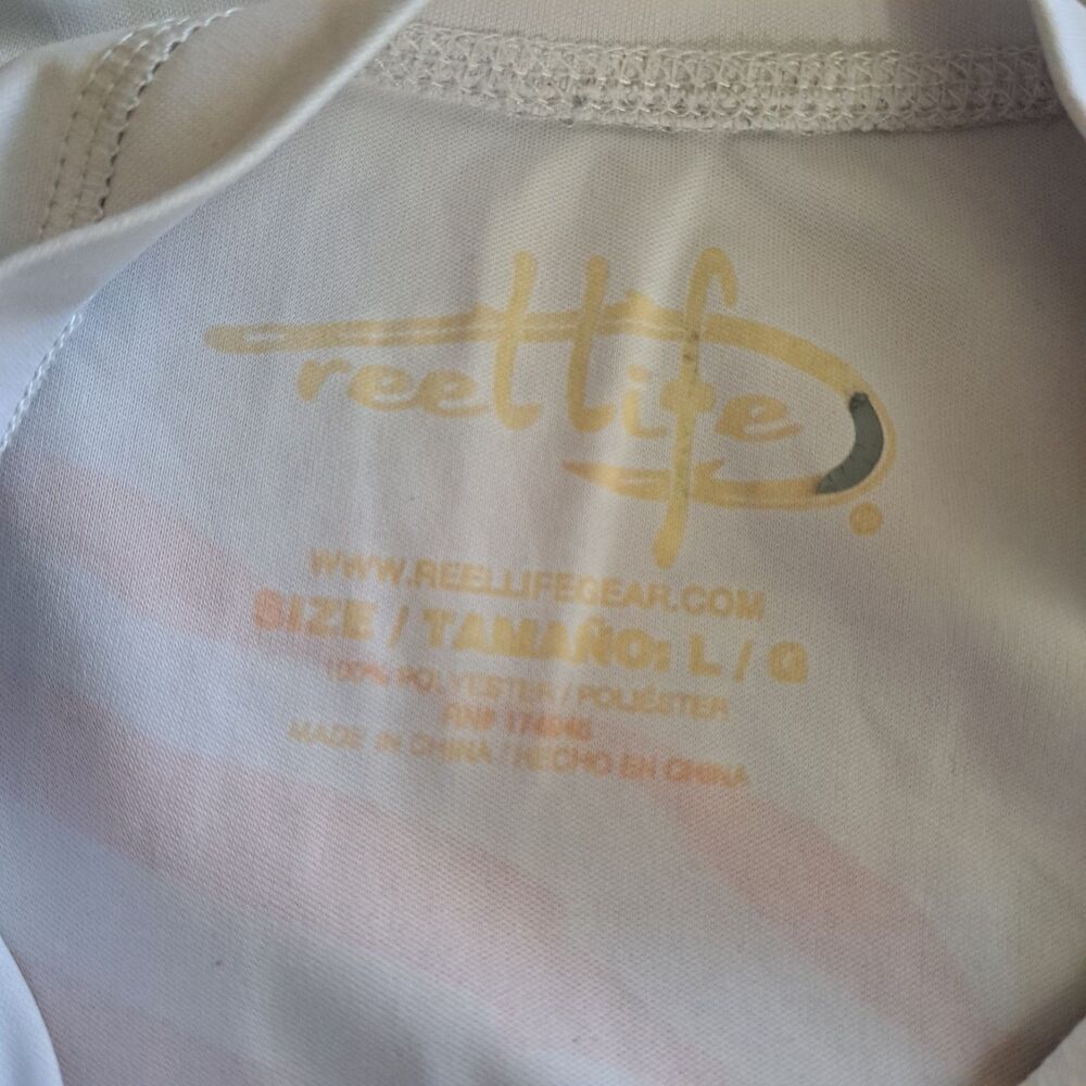 Reel Life Mens White Graphic Fishing Long Sleeve Polyester T Shirt Size L - Picture 5 of 8